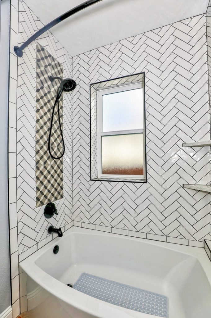 Tiled walk-in shower