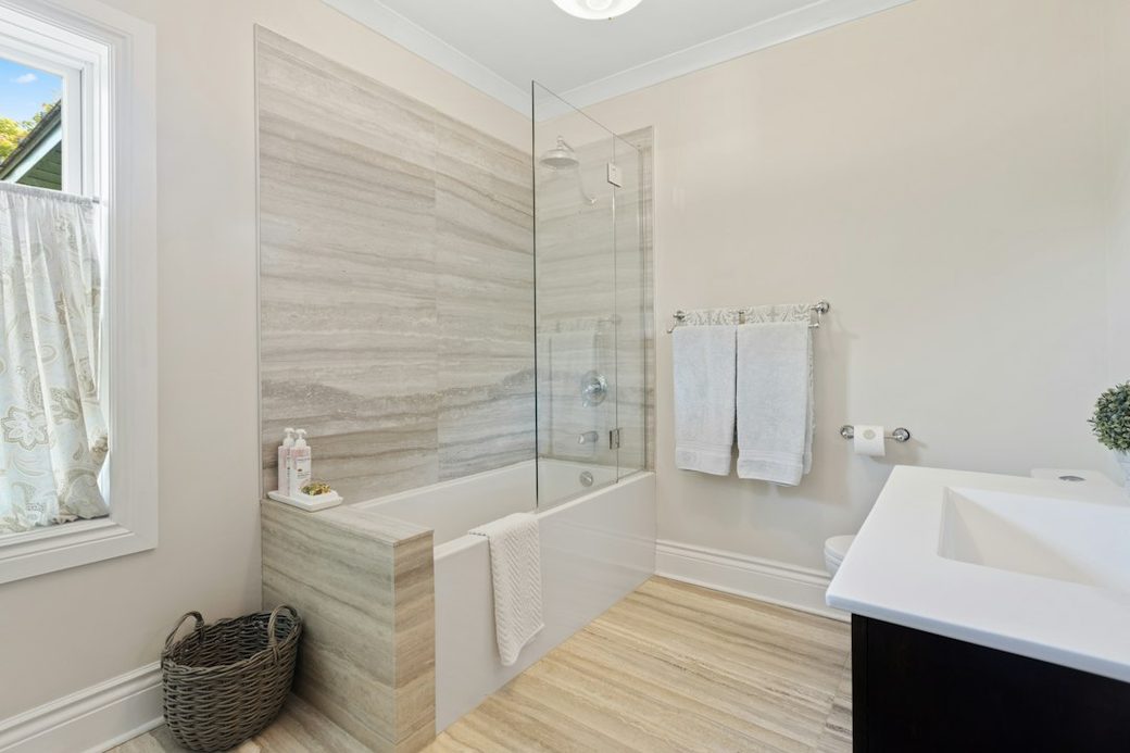 Tiled shower and tub