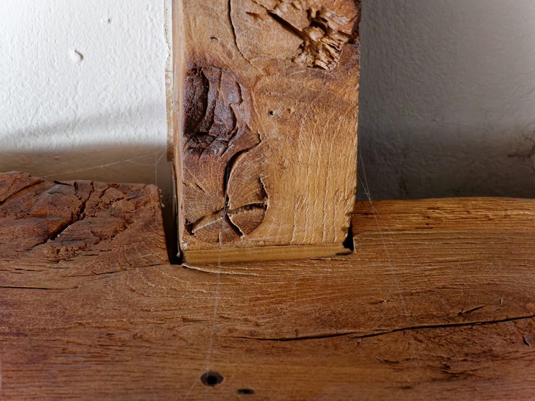 Water stain on a wood beam